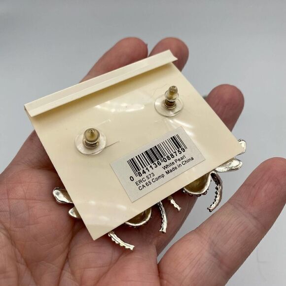 Amrita Singh Pearl & Multi Crystal Insect Statement Earrings - Picture 3 of 3